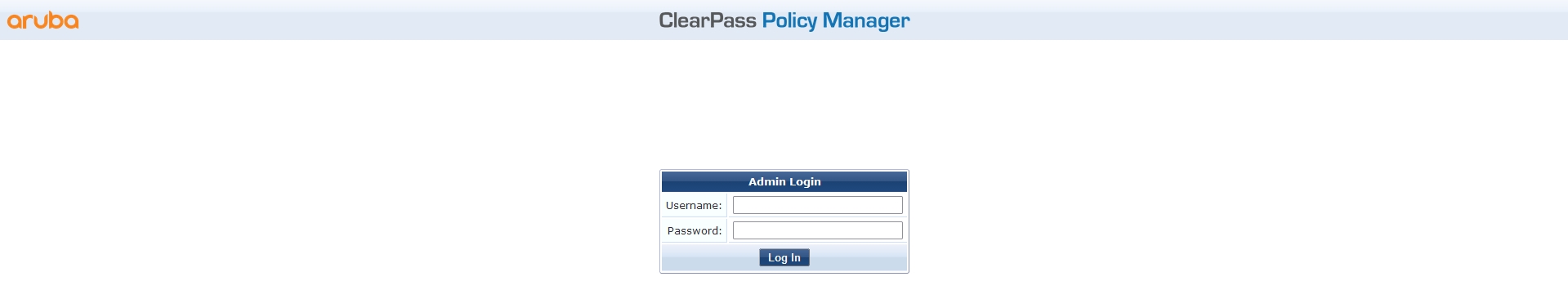 ClearPass Policy Manager Admin Login